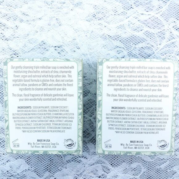 New 6 White Floral Gardenia Bath Bar Glycerin Soaps San Francisco Soap Company - Picture 6 of 10